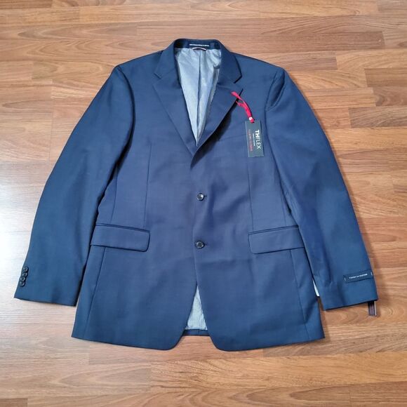Tommy Hilfiger THFLEX Men's Wool Modern Fit Suit Jacket Blazer 42L Navy Blue